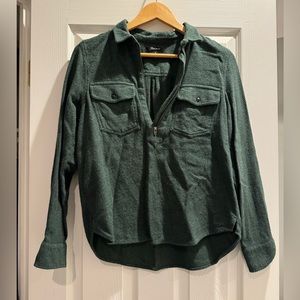 Madewell forest green flannel zip up
